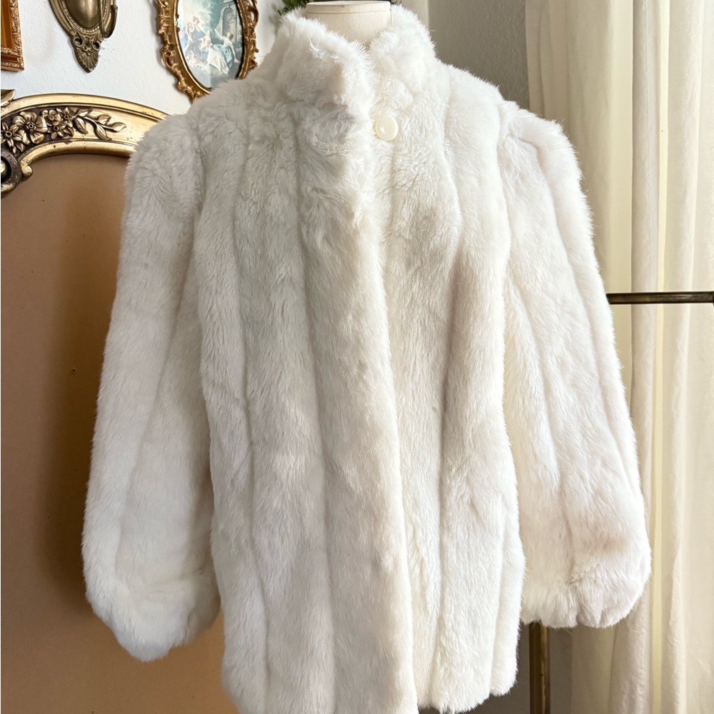 Elegant White Faux Fur Coat